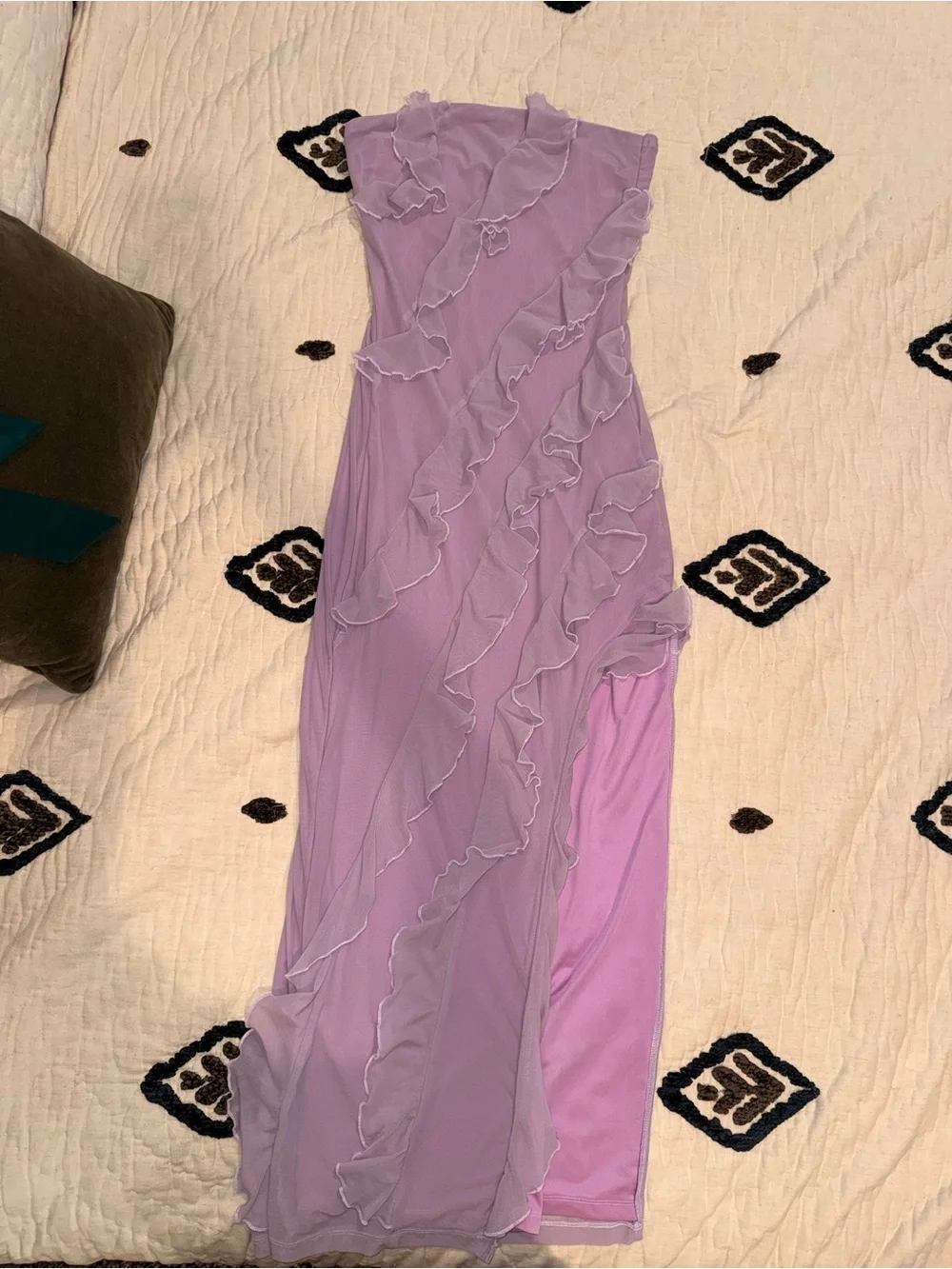 Lilac Ruffle Mesh Slip Dress - Picture 3 of 6
